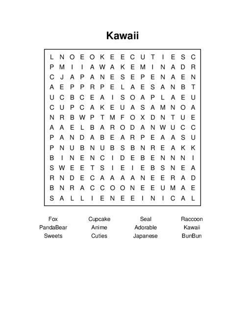 Kawaii word search