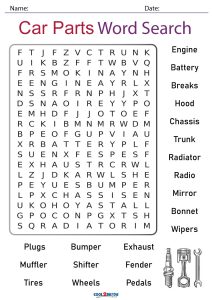 Printable car word search