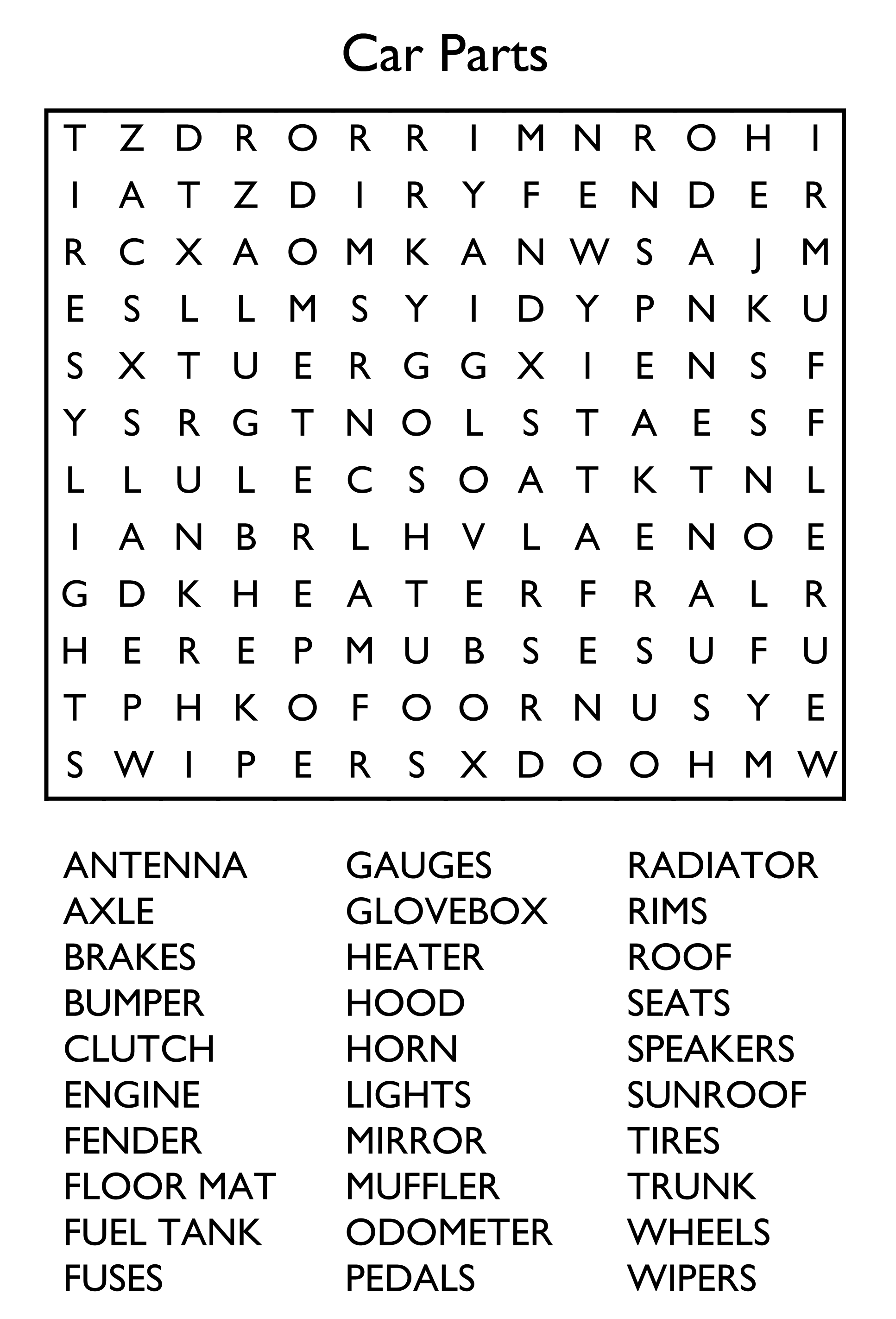 Free printable word search puzzles