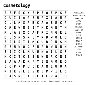 Car parts word search