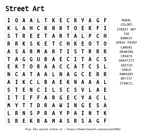 Car parts word search