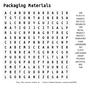 Car parts word search