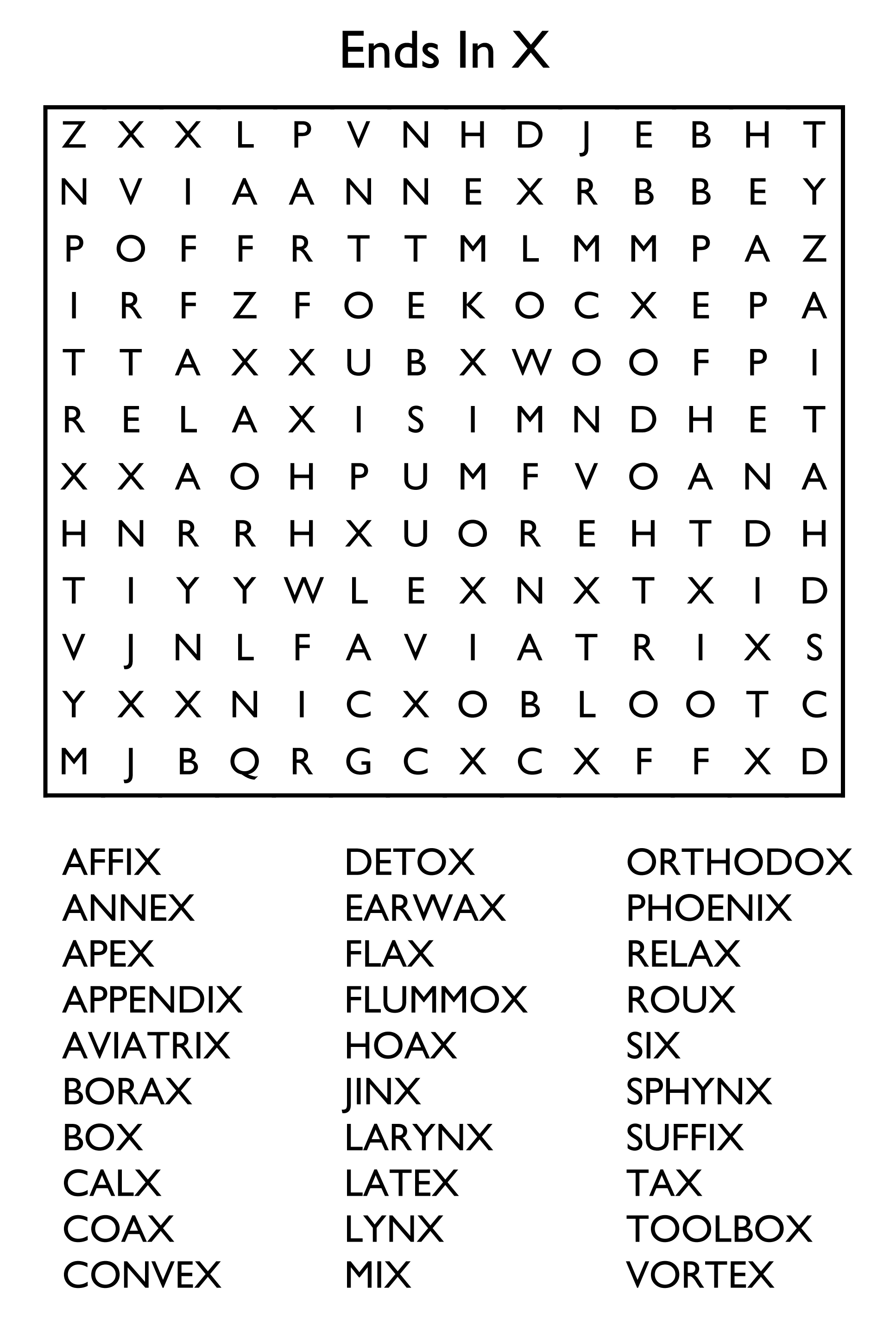 Free printable word search puzzles