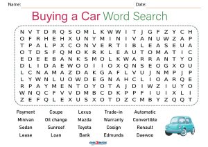 Printable car word search