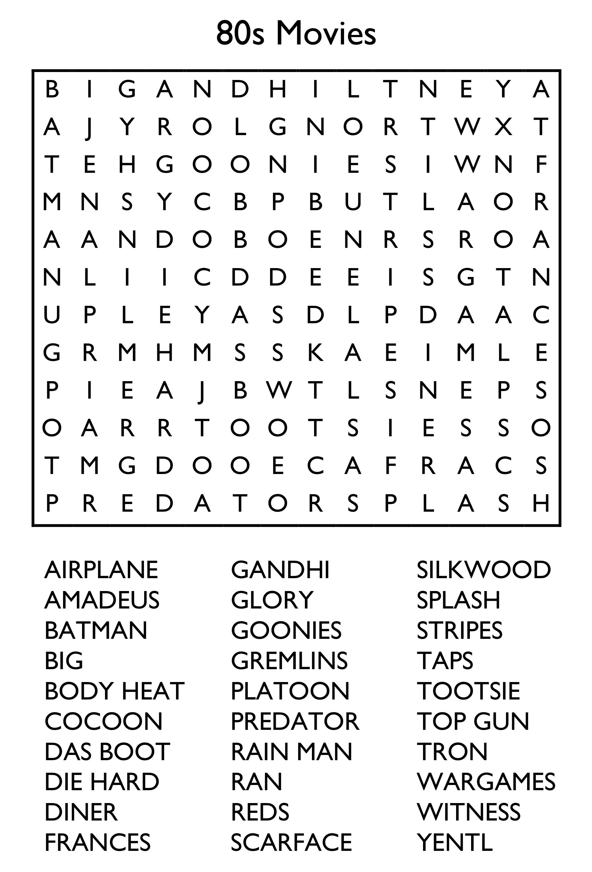 Free printable word search puzzles