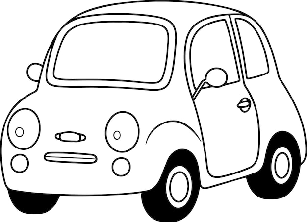 Premium vector car vector illustration black and white outline car coloring book or page for children