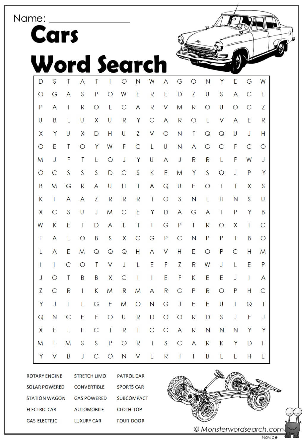 Cars word search