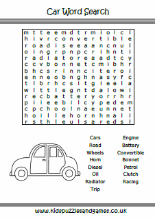 Cars word search