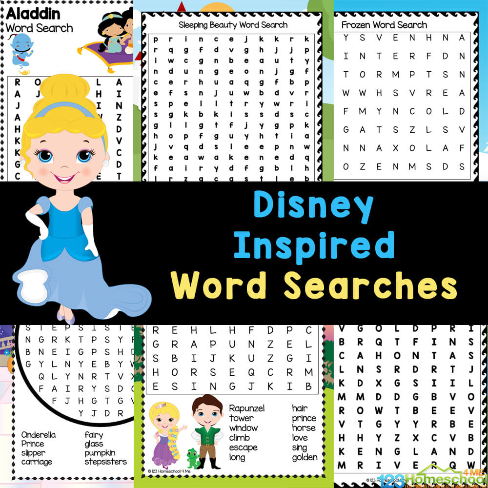 Free printable disney word searches for kids