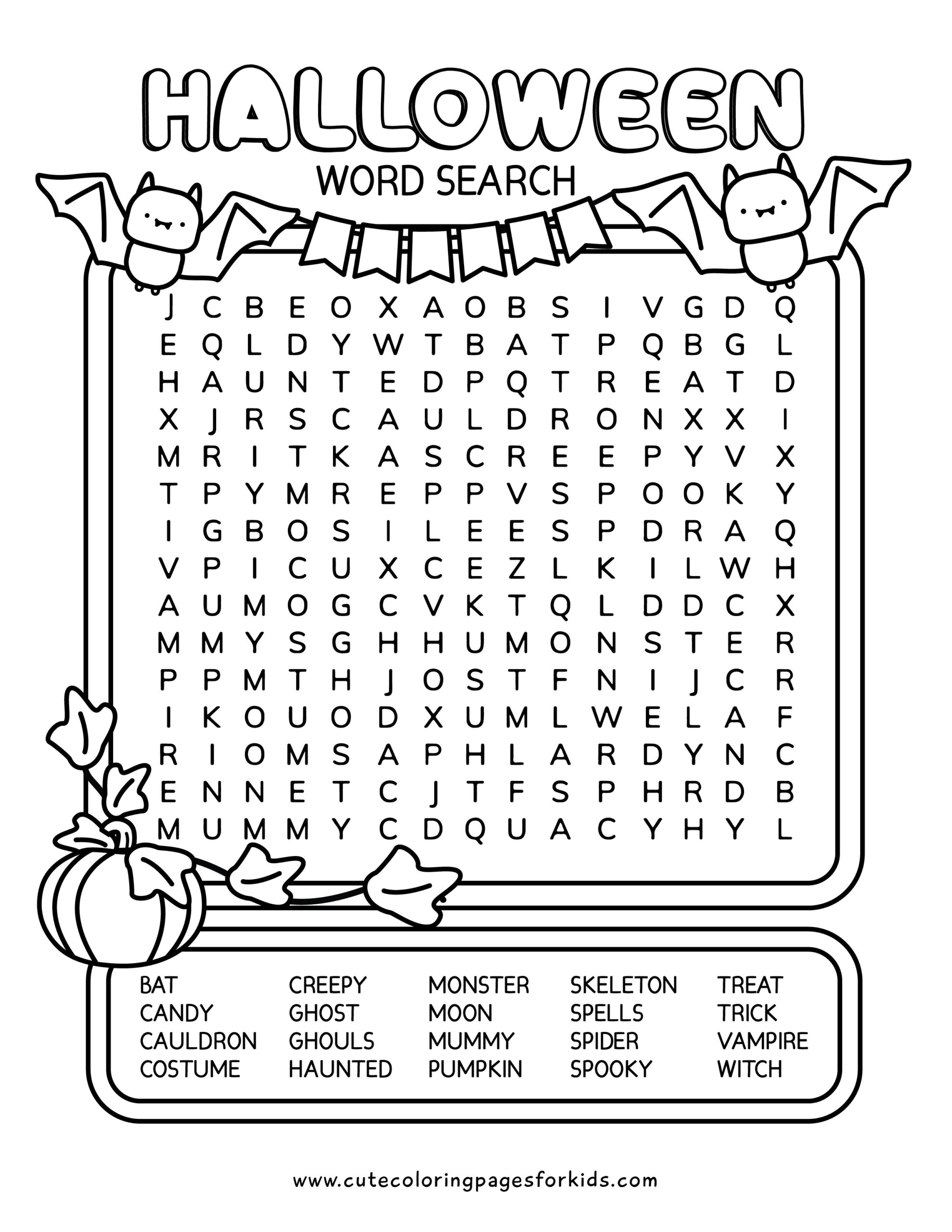 Halloween word search printables