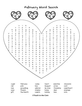 Free february word search coloring pages and more by teach to the core