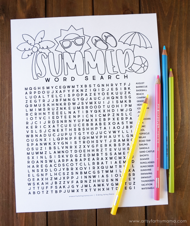 Free printable summer word search coloring page artsy