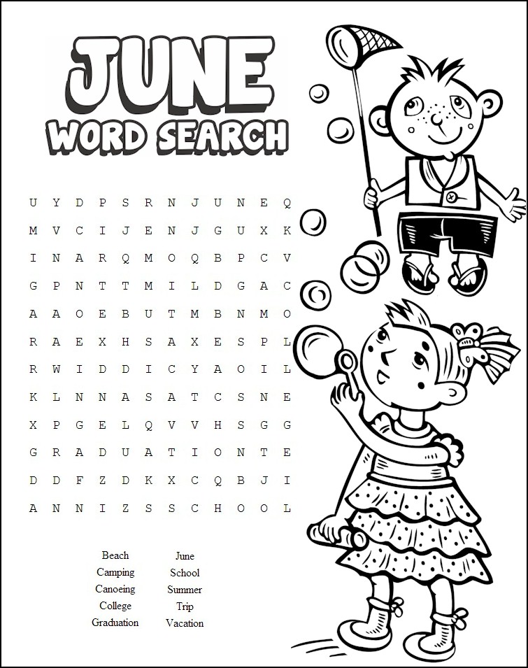 Summer word search puzzles