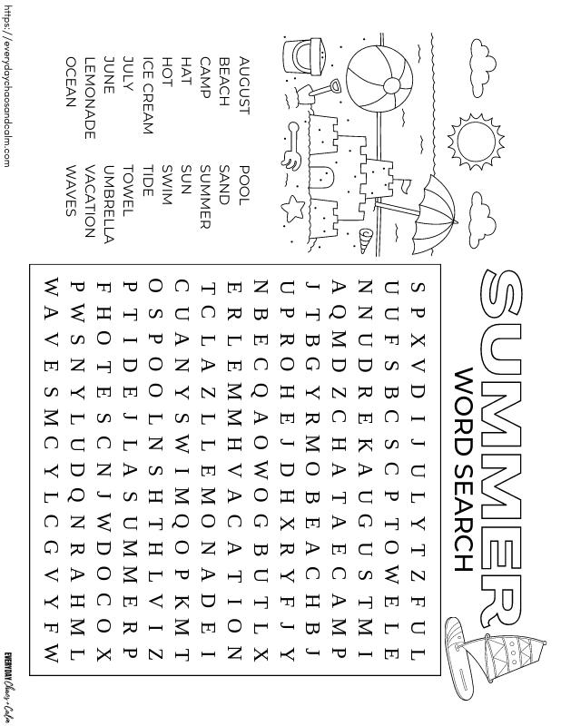 Free printable summer word searches