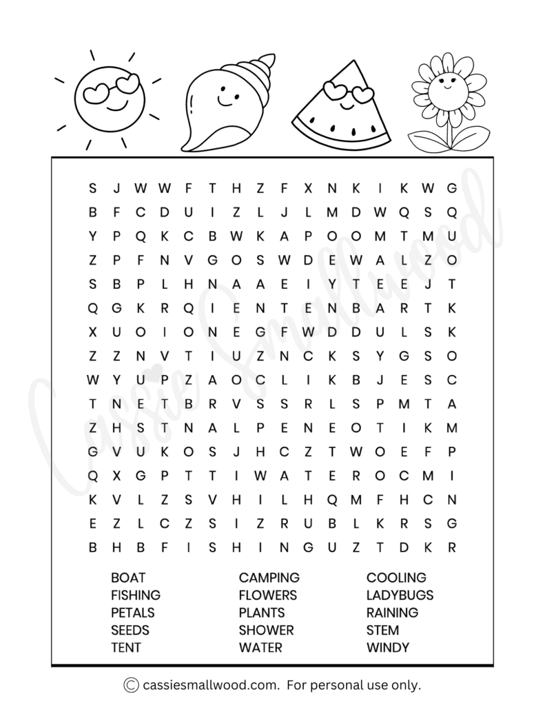 Fun summer word search printables free