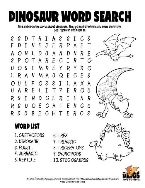 Dino word search free coloring page whoot its time for aâ