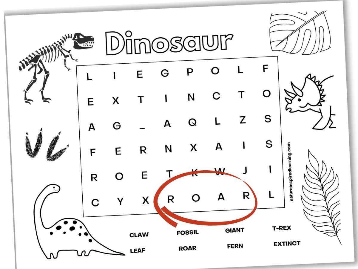 Dinosaur word searches