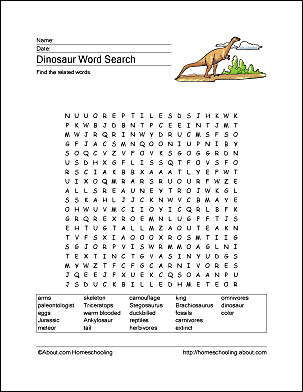 Dinosaur word search vocabulary crossword and more