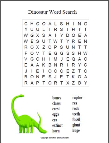 Dinosaur word search