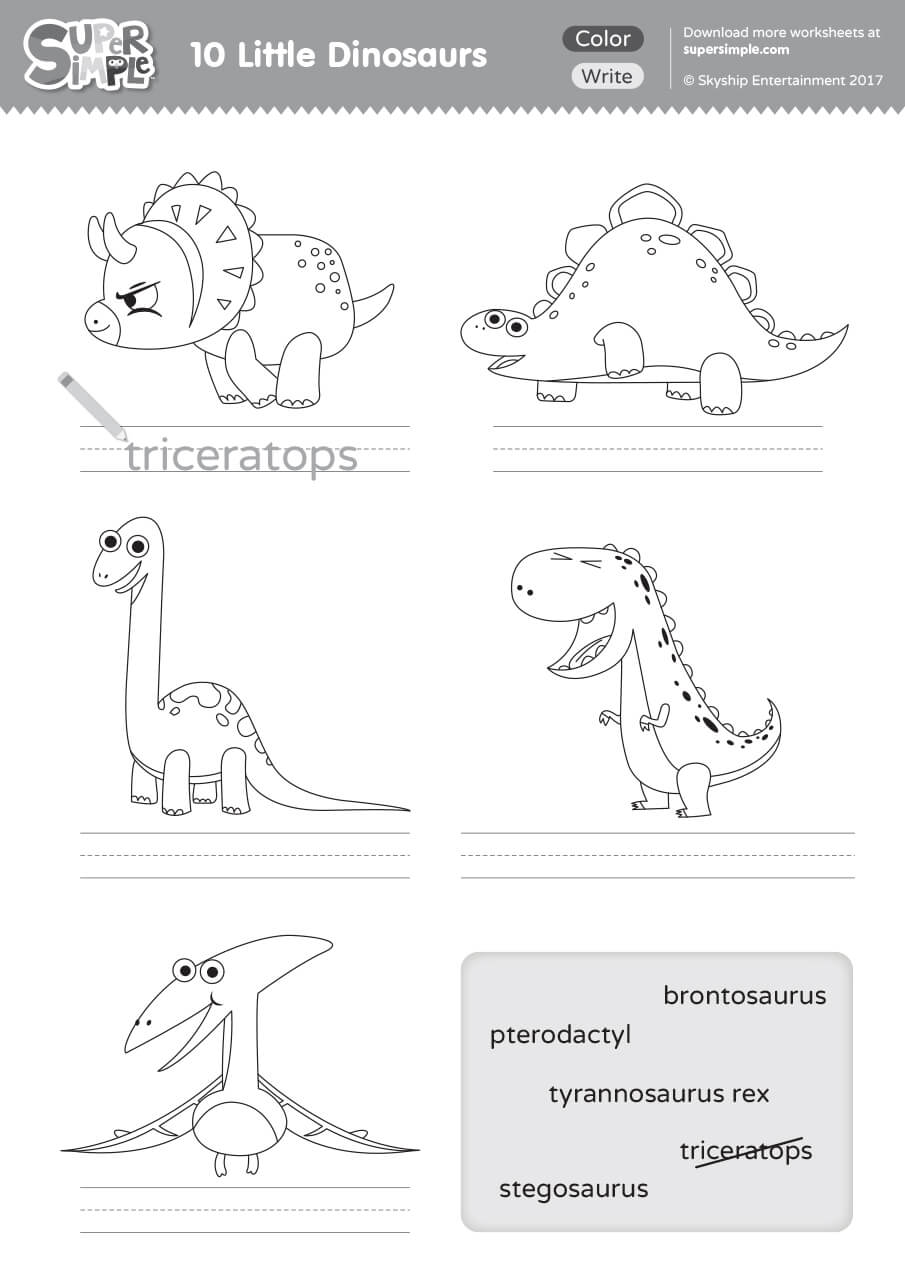 Little dinosaurs worksheet