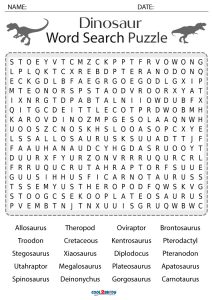 Printable dinosaur word search