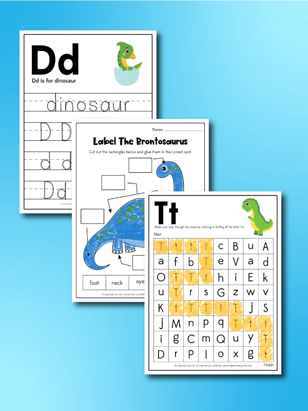 Free printable dinosaur worksheets for kids