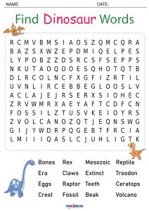 Printable dinosaur word search