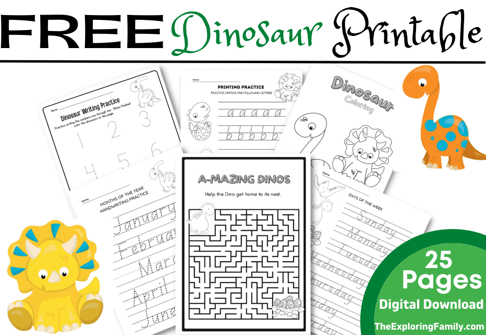 Pages free dinosaur printables for preschool and kindergarten worksheets