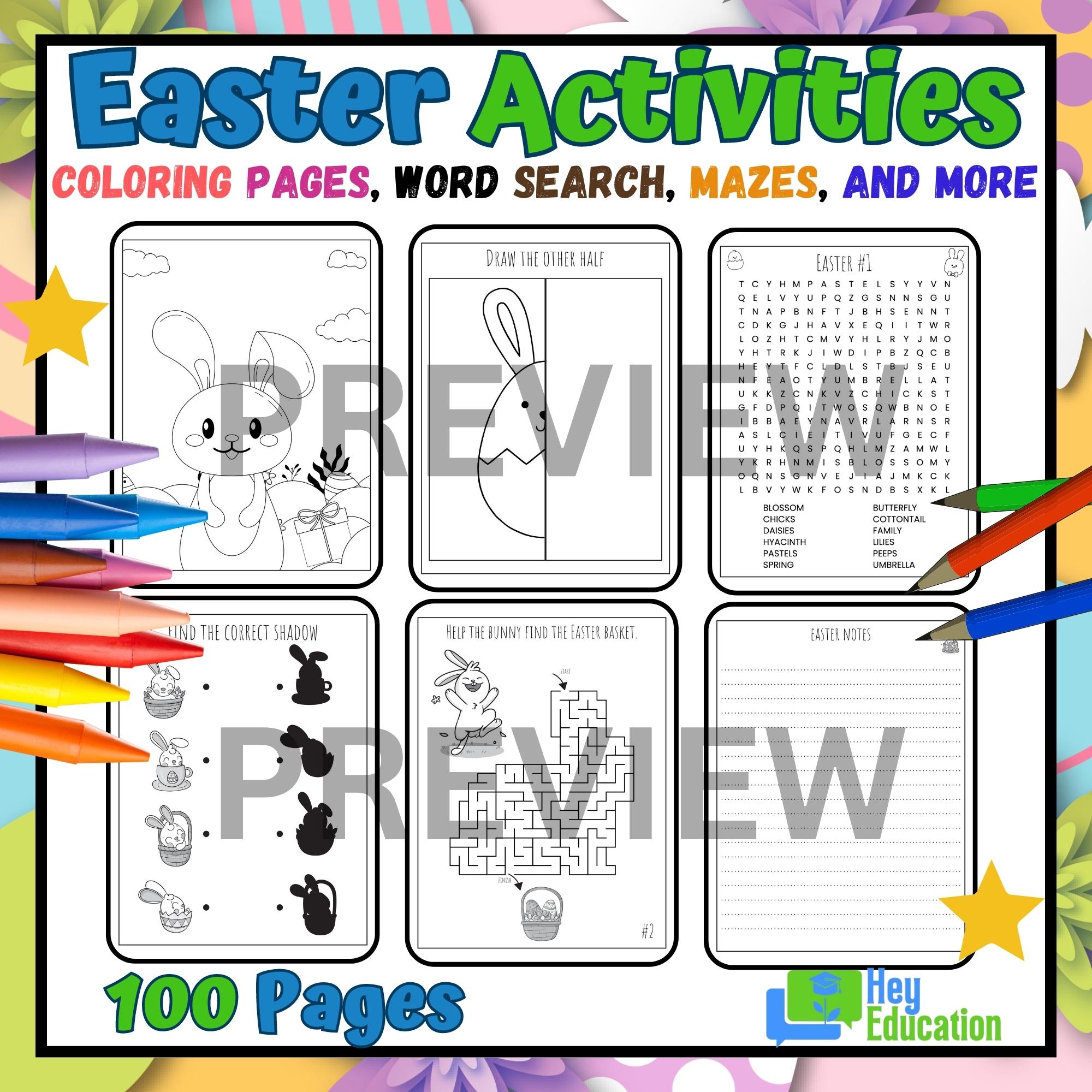 Easter activity coloring pages â word searchâ and more made by teachers