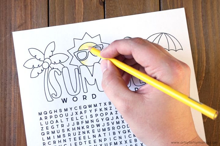 Free printable summer word search coloring page artsy