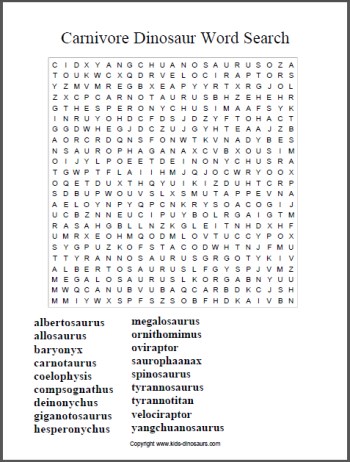 Dinosaur word search