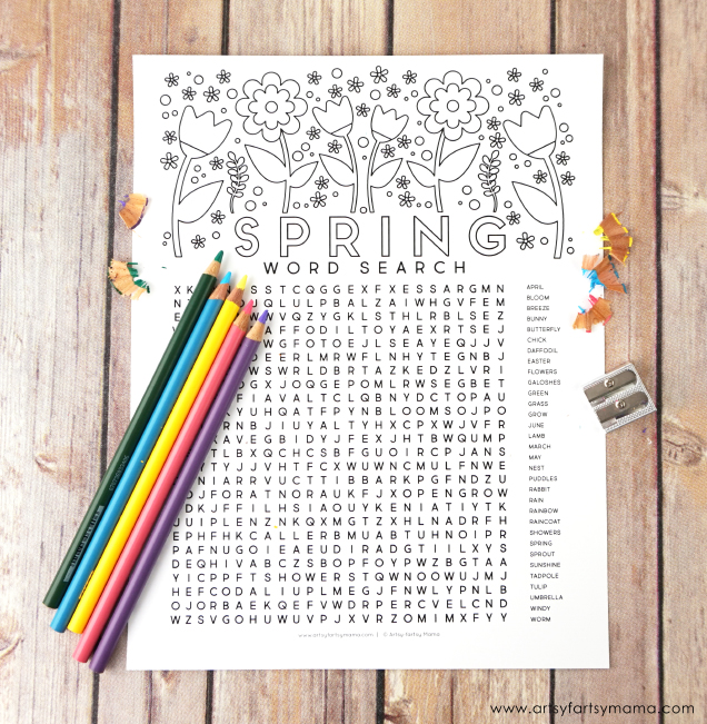 Free printable spring word search coloring page artsy