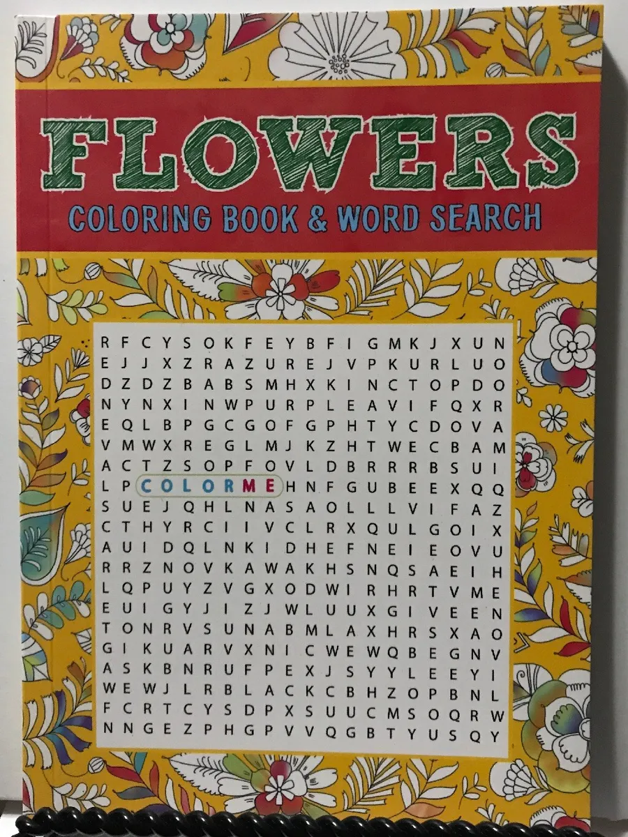 Flowers coloring book word search easy to hard puzzles free shipping jb