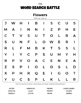 Flowers word search