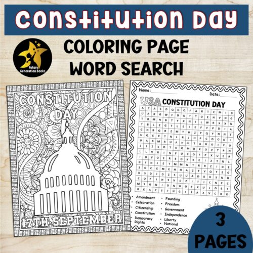 Constitution day activities th grade word search coloring page worksheets made by teachers