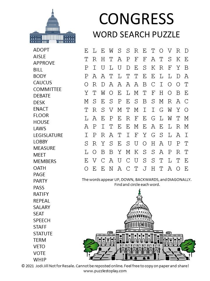 Congress word search puzzle