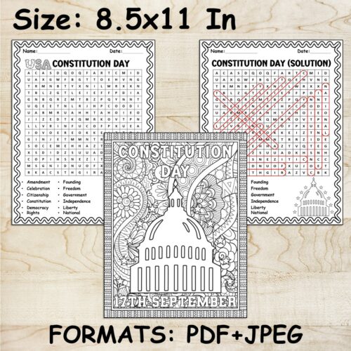 Constitution day activities th grade word search coloring page worksheets made by teachers