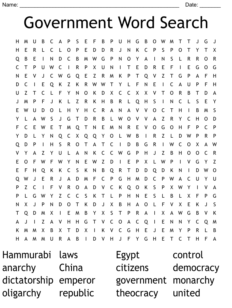 Government word search