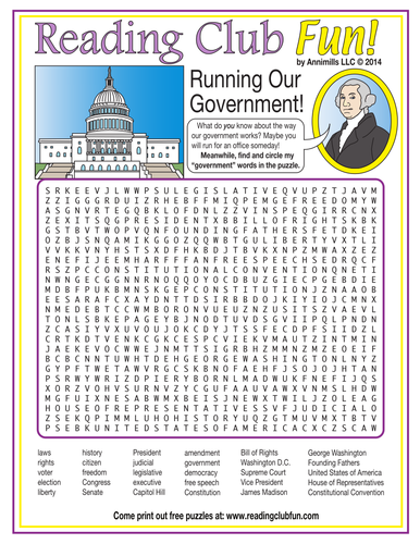 Us government word search puzzle teaching resources