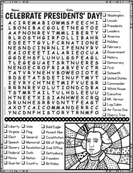 Presidents day word search pop picture page coloring poster door decor