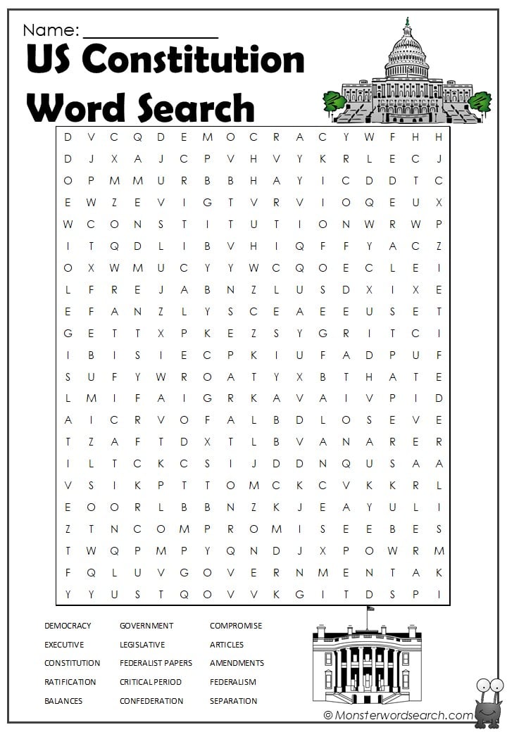 Us constitution word search