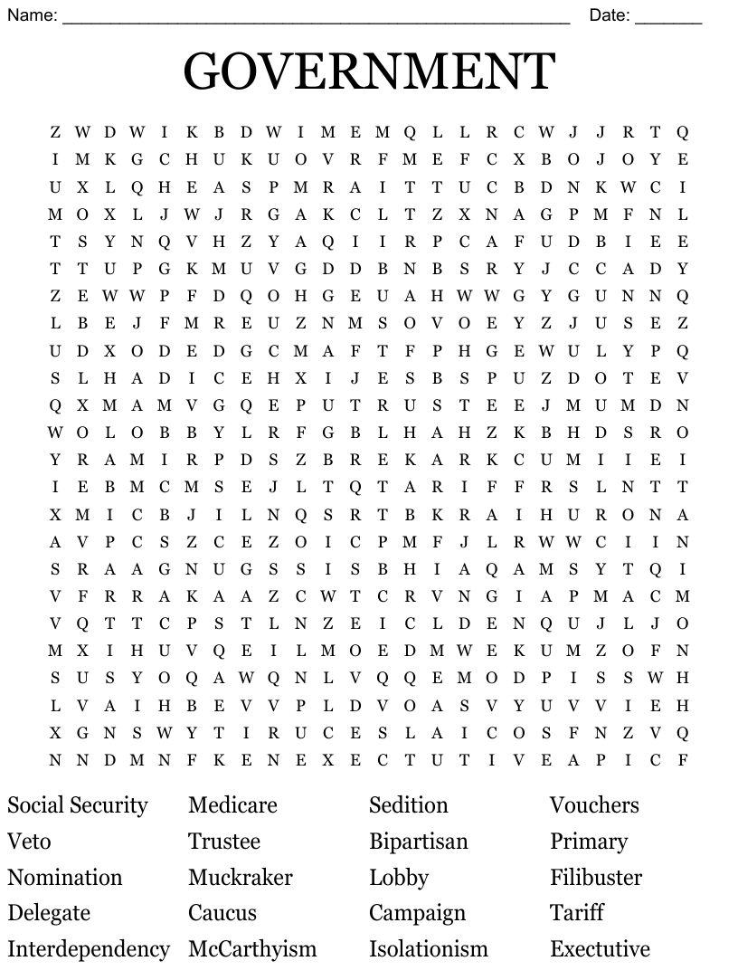 Government word search