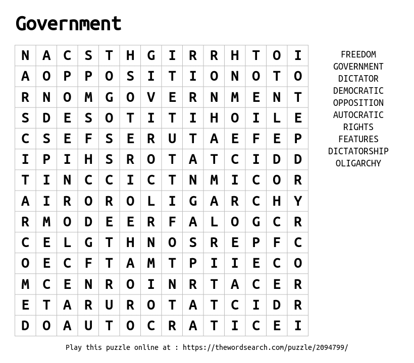 Download word search on government