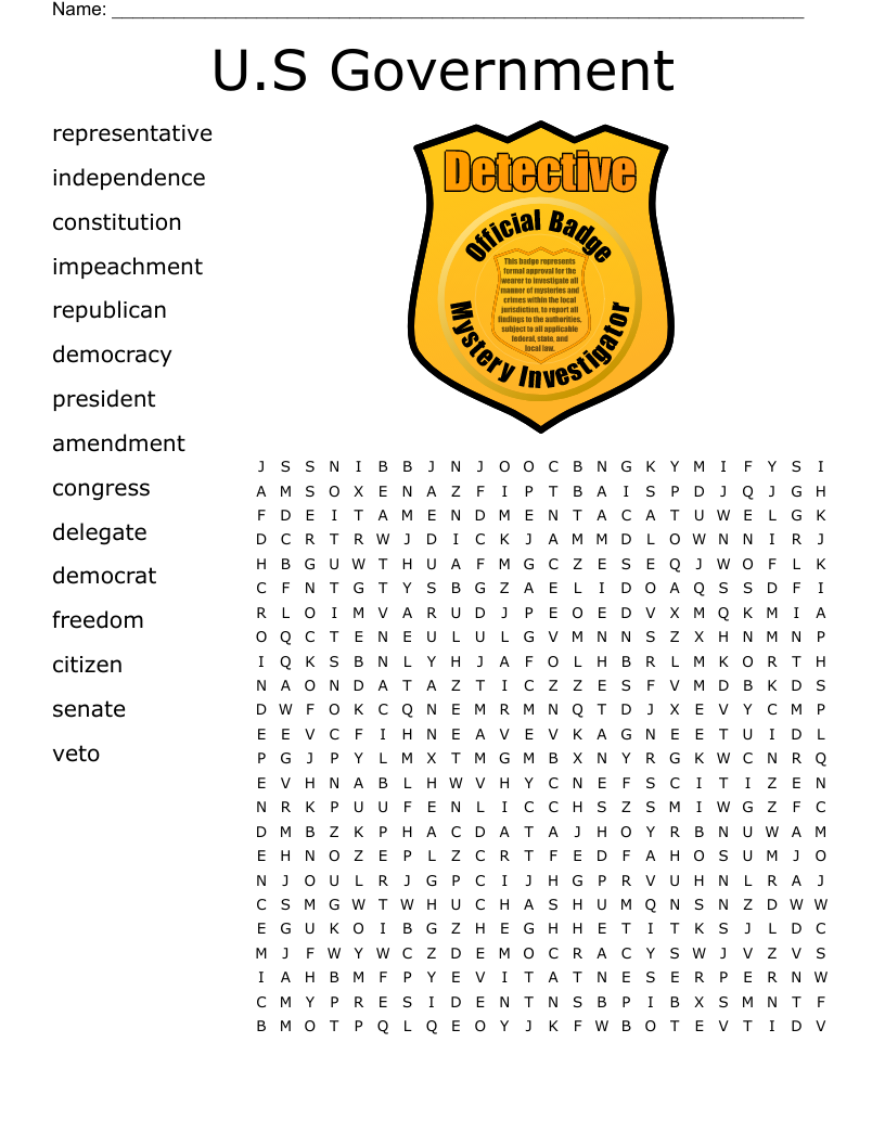 Us government word search