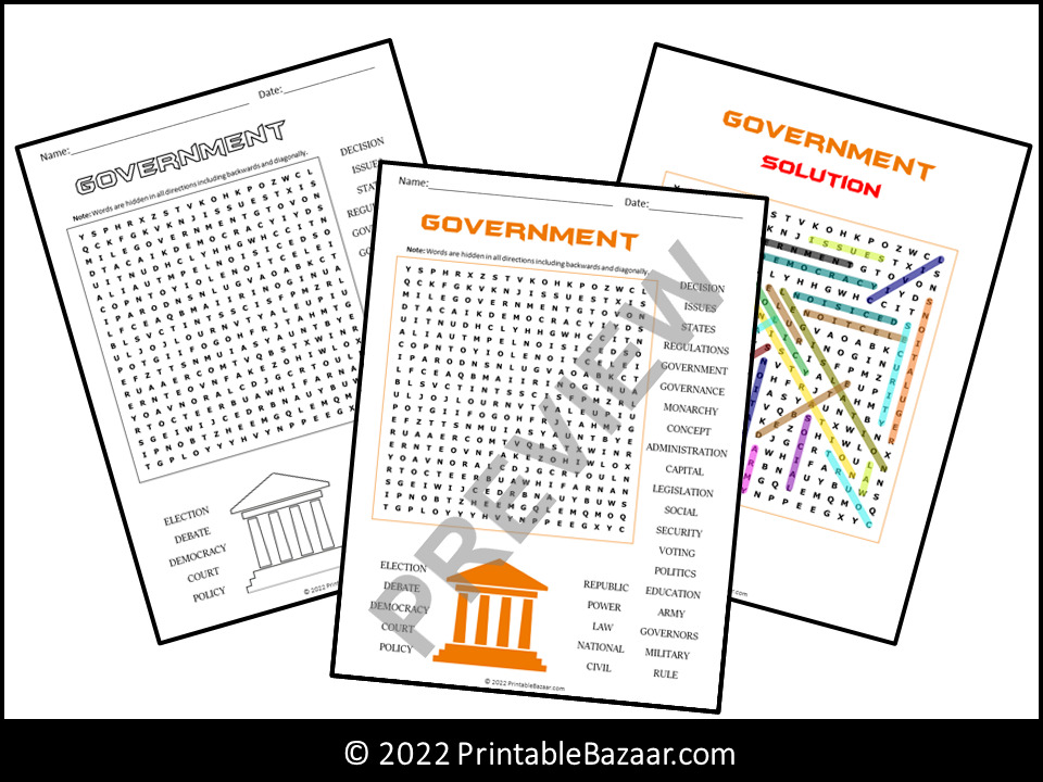 Government word search puzzle