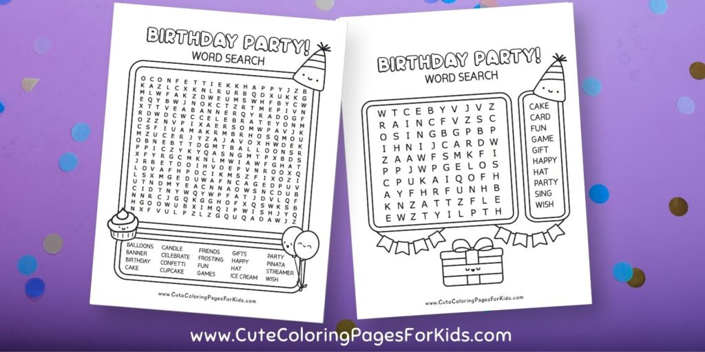 Birthday party word search