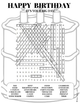 Happy birthday word search puzzle worksheet by mrworksheet tpt