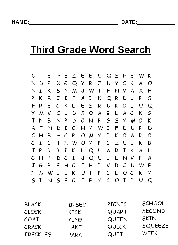 Printable word search puzzles