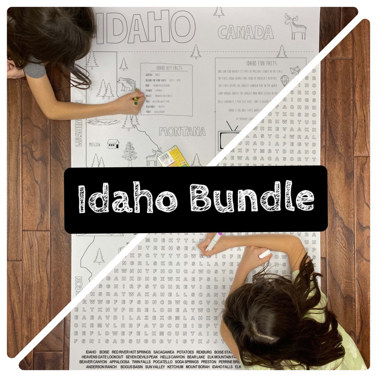 Idaho state bundle coloring and word search â