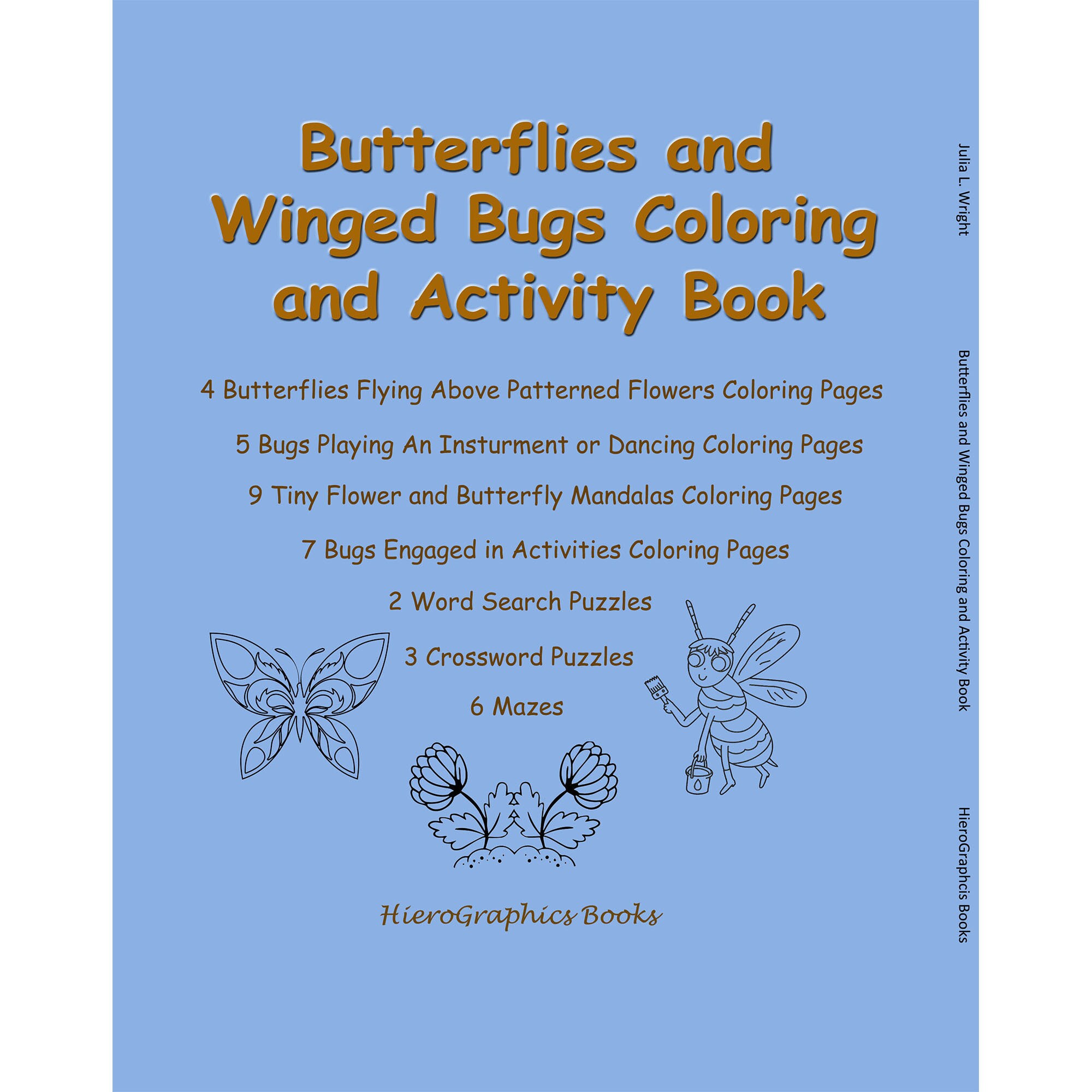 Butterflies and winged bugs coloring and activity book coloring pages mazes word searches and more